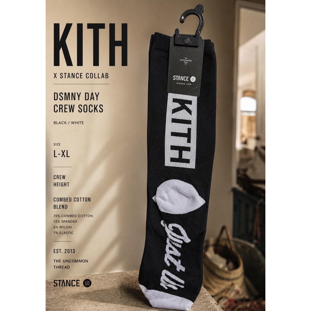 Kith x Stance DSM Crew Socks Black L-XL 2013 Archive Deadstock NWT